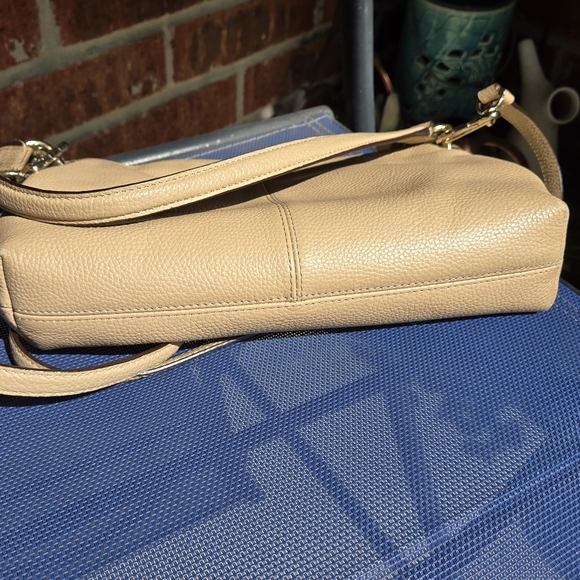 Coach Charley Embossed Horse and Carriage Pebbled Leather Crossbody TAN - Picture 5 of 14